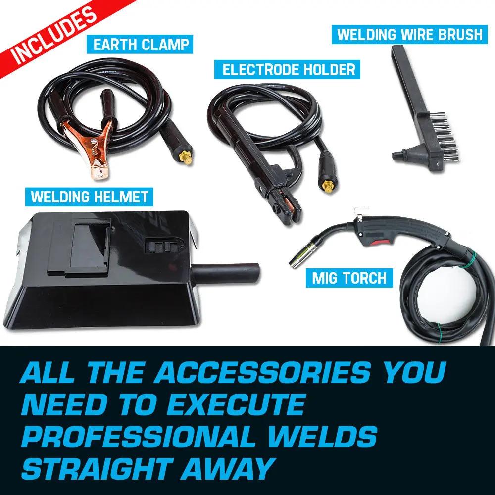 ROSSI 155Amp MIG ARC MAG Gas Gasless Welder DC Welding Machine Inverter Tool Deals499