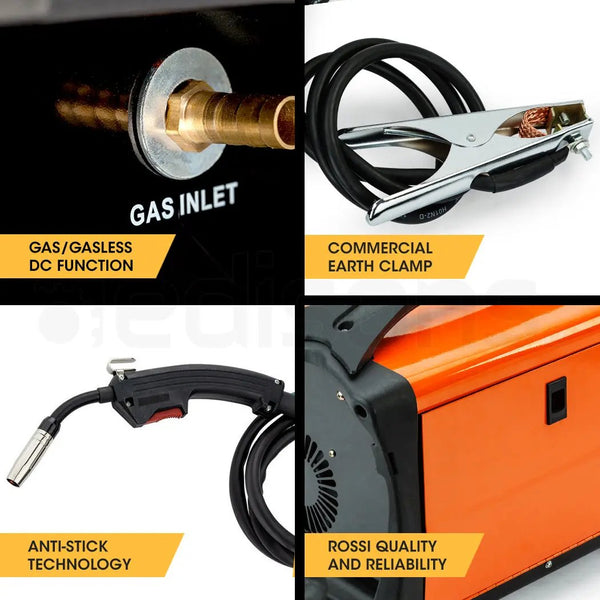 ROSSI 185 Amp Welding Machine Inverter Welder MIG MAG Gas Gasless Portable 185A Deals499