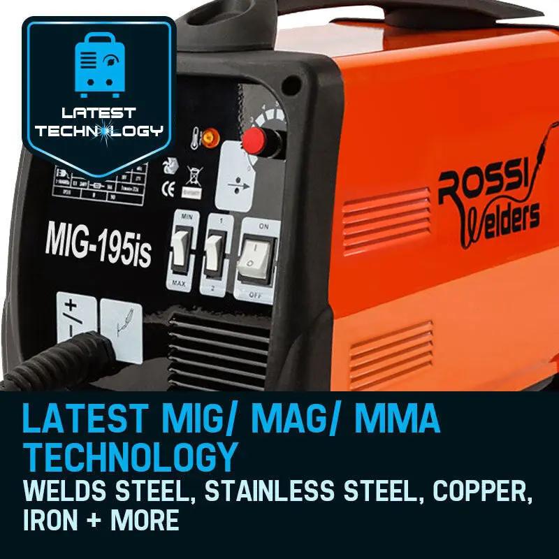 ROSSI 195Amp Welder MIG ARC MAG Welding Machine Gas / Gasless Portable 195A Deals499