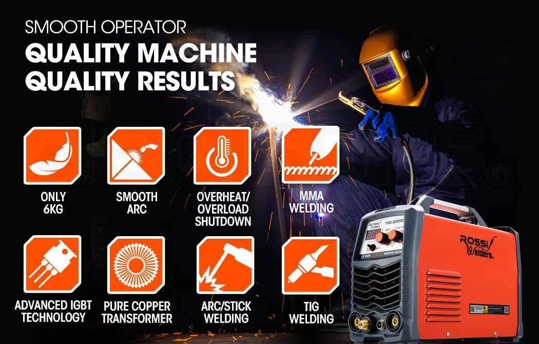 ROSSI 220A Welder Stick GTAW Gas Tungsten Arc Welding Machine Inverter TIG MMA Deals499