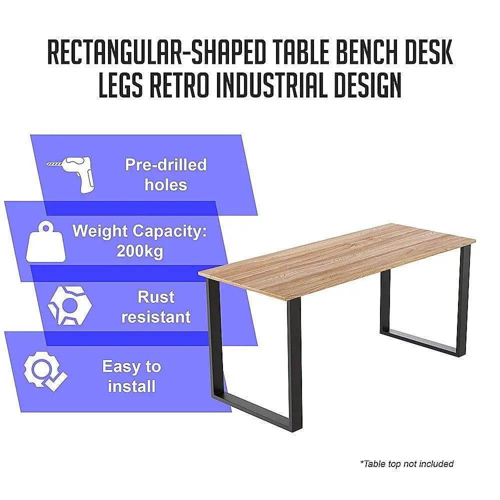 Rectangular Shaped Table Bench Desk Legs Retro Industrial Design Fully Welded - Black Deals499