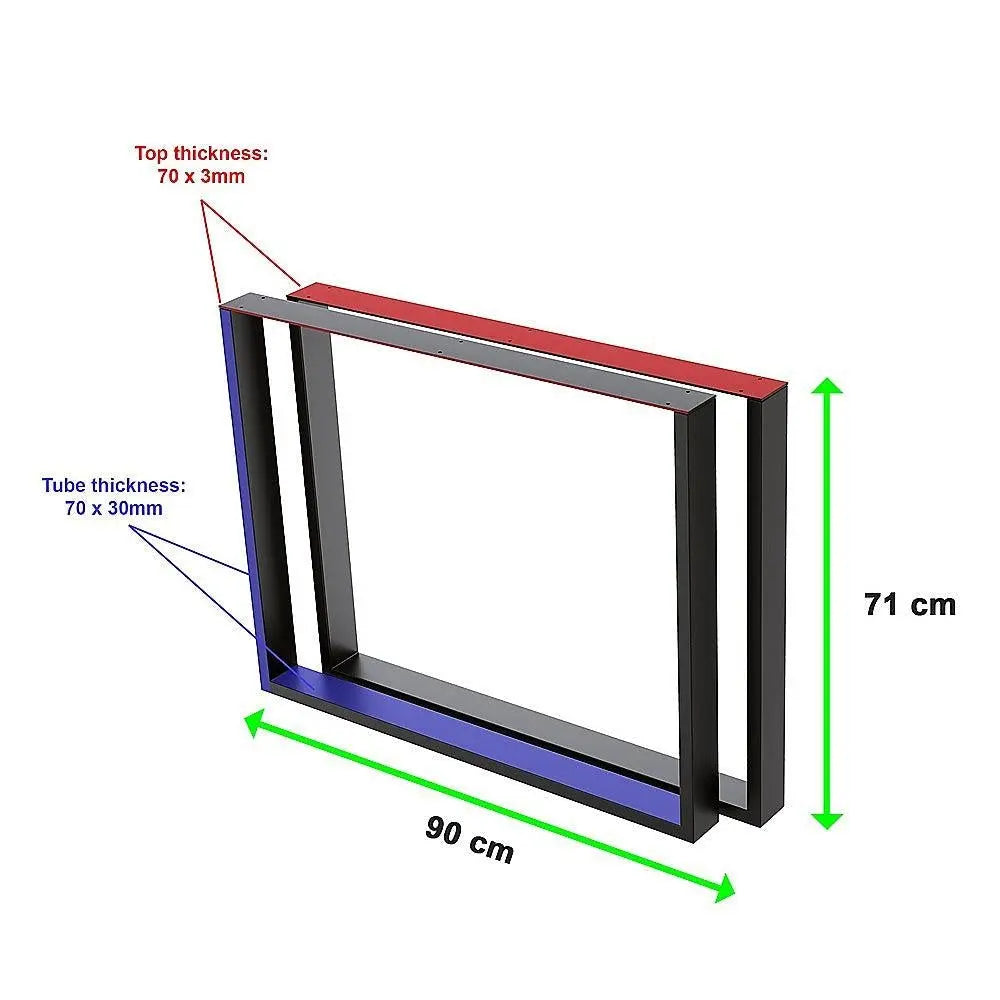 Rectangular Shaped Table Bench Desk Legs Retro Industrial Design Fully Welded - Black Deals499