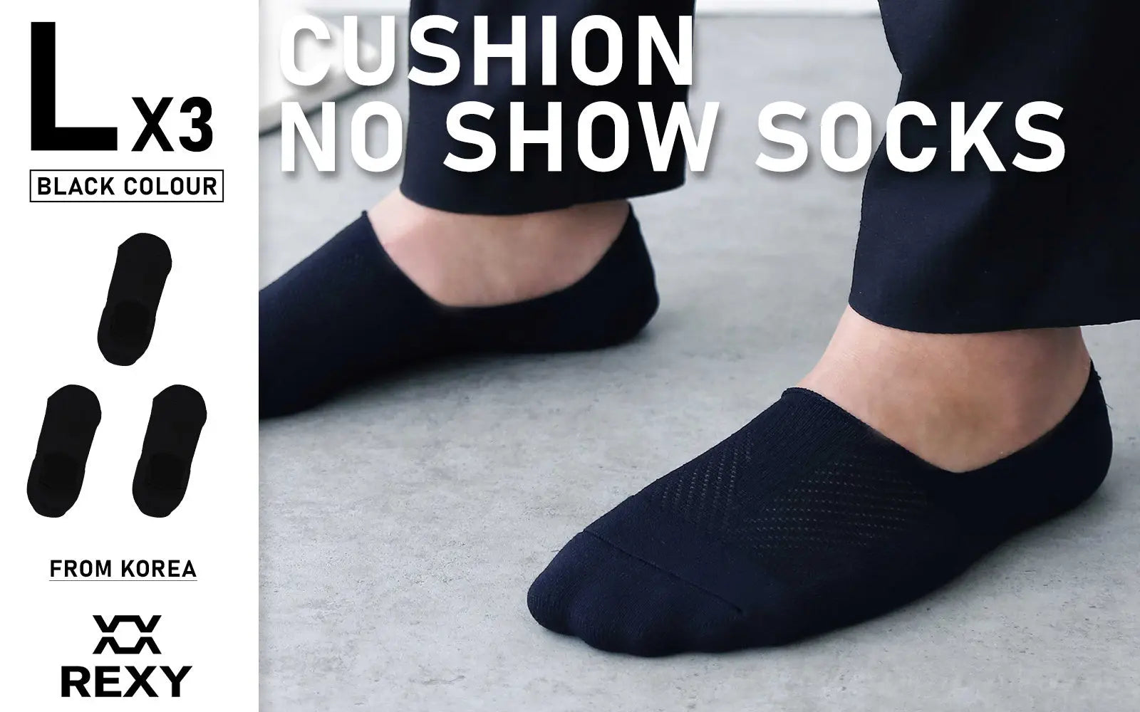 Rexy 3 Pack Large Black Cushion No Show Ankle Socks Non-Slip Breathable from Deals499 at Deals499