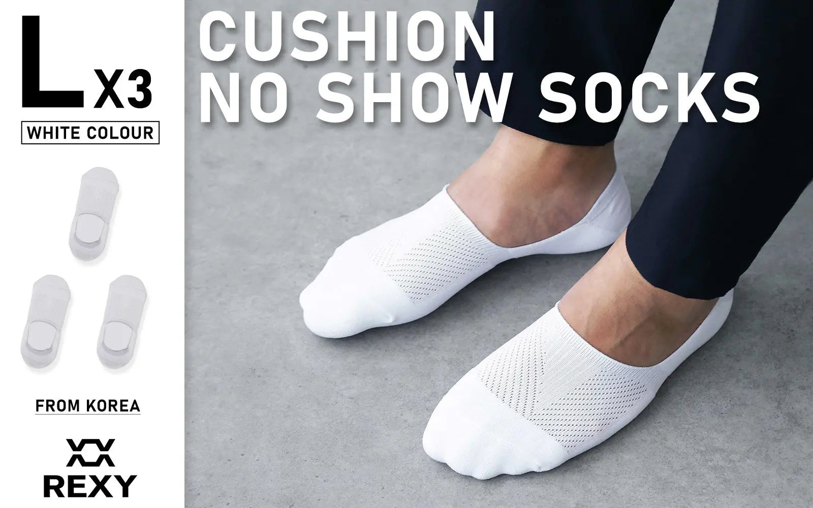 Rexy 3 Pack Large White Cushion No Show Ankle Socks Non-Slip Breathable from Deals499 at Deals499