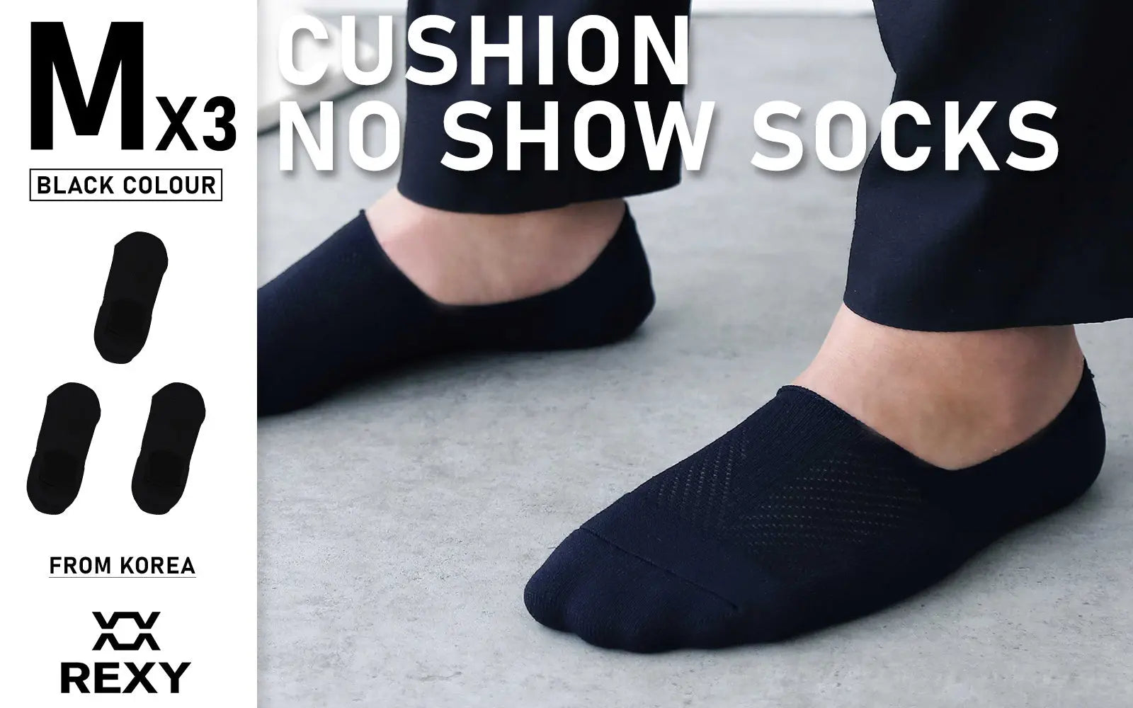 Rexy 3 Pack Medium Black Cushion No Show Ankle Socks Non-Slip Breathable from Deals499 at Deals499