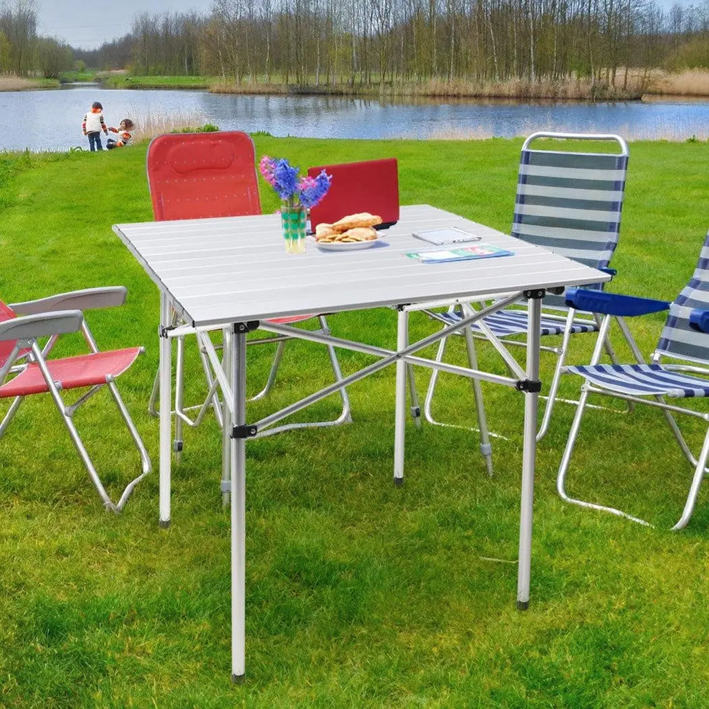 Roll Up Camping Table  Folding Portable Aluminium Outdoor BBQ Desk Picnic Tables Deals499