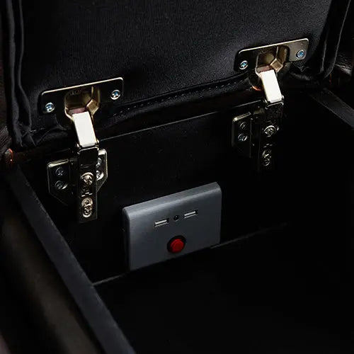 Round Corner Genuine Leather Dark Brown Electric Recliner with 2x Cup Holders Lounge Set for Living Room Deals499