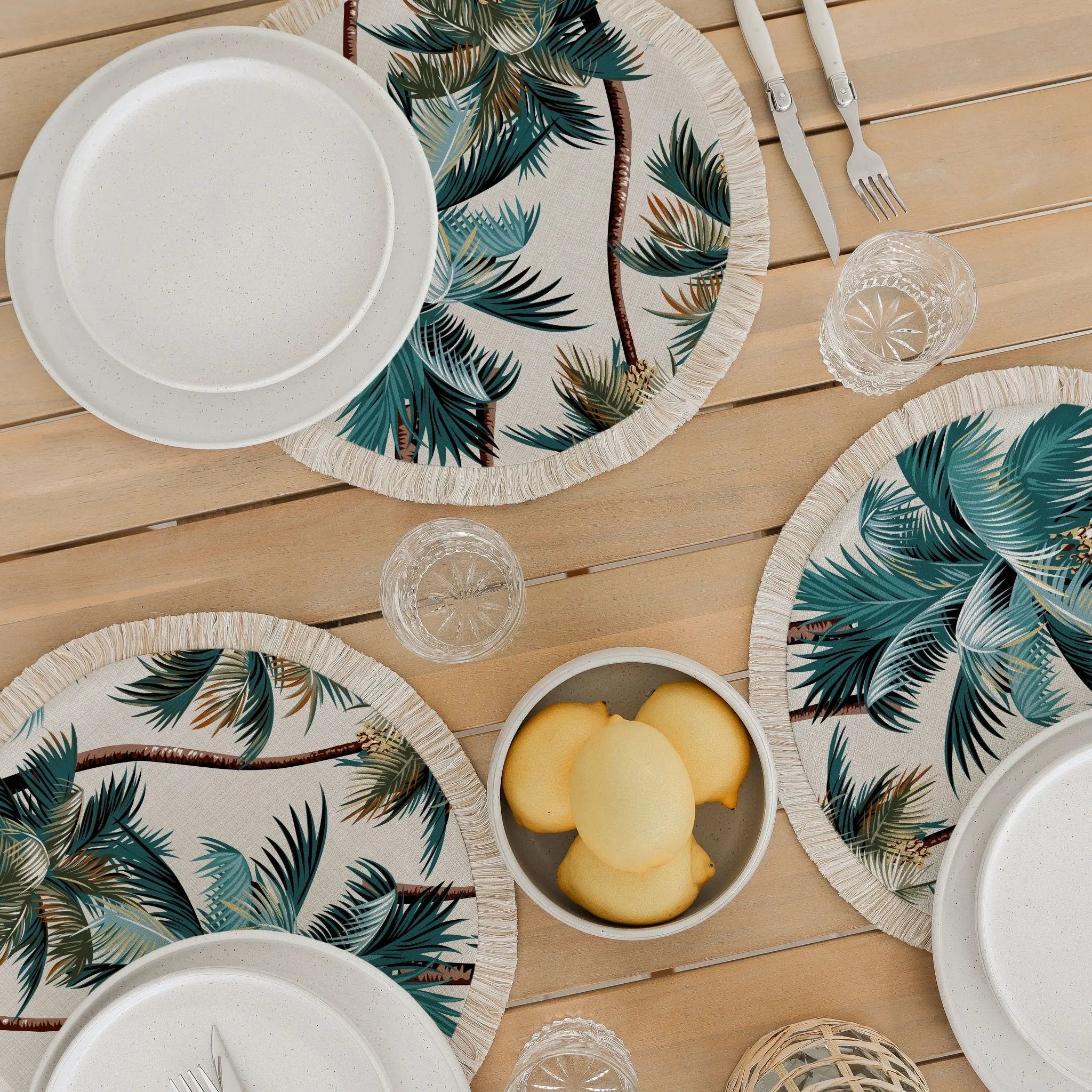 Round Placemat-Palm Trees-Natural-40cm Deals499