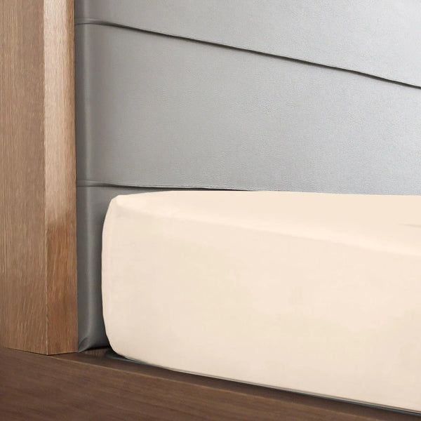 Royal Comfort 1200 Thread Count Fitted Sheet Cotton Blend Ultra Soft Bedding Ivory Queen Deals499