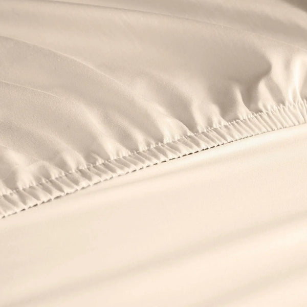 Royal Comfort 1200 Thread Count Fitted Sheet Cotton Blend Ultra Soft Bedding Ivory Queen Deals499