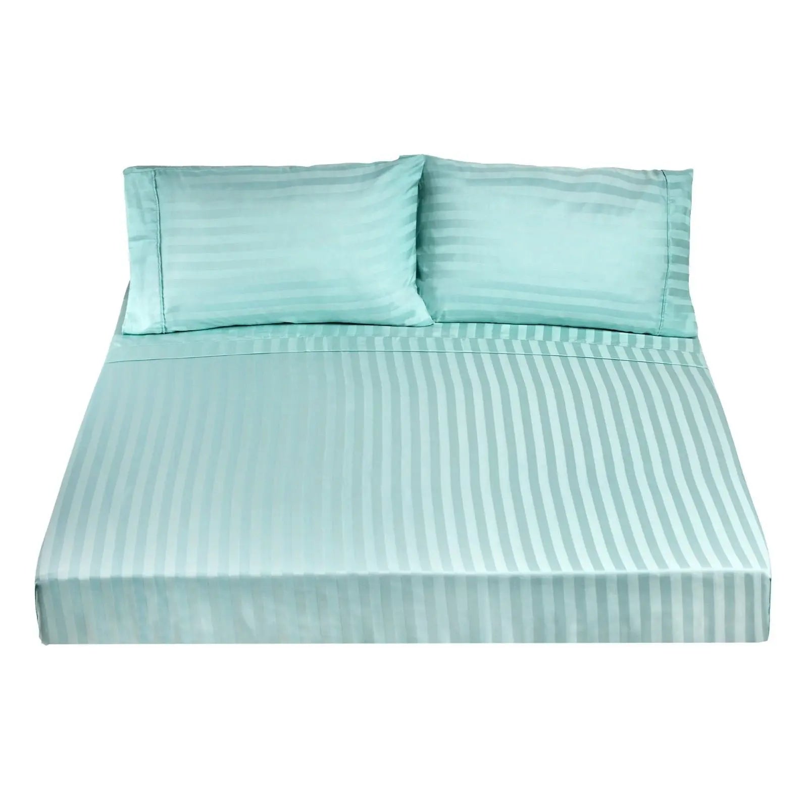 Royal Comfort 1200TC Soft Sateen Damask Stripe Cotton Blend Sheet Pillowcase Set Mist Queen Deals499