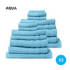 Royal Comfort 16 Piece Egyptian Cotton Eden Towel Set 600GSM Luxurious Absorbent Aqua Deals499