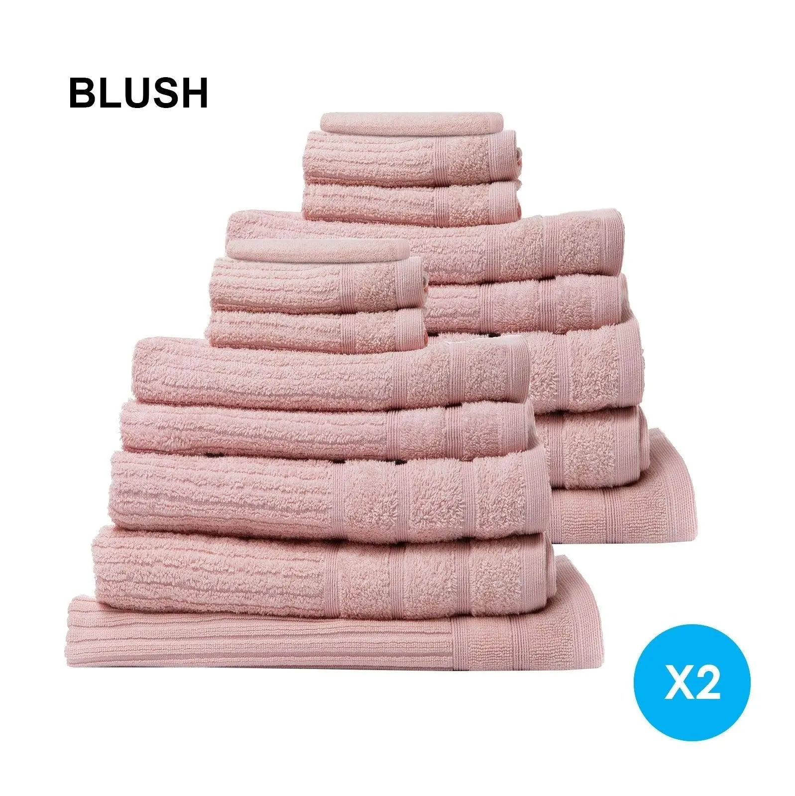 Royal Comfort 16 Piece Egyptian Cotton Eden Towel Set 600GSM Luxurious Absorbent Blush Deals499