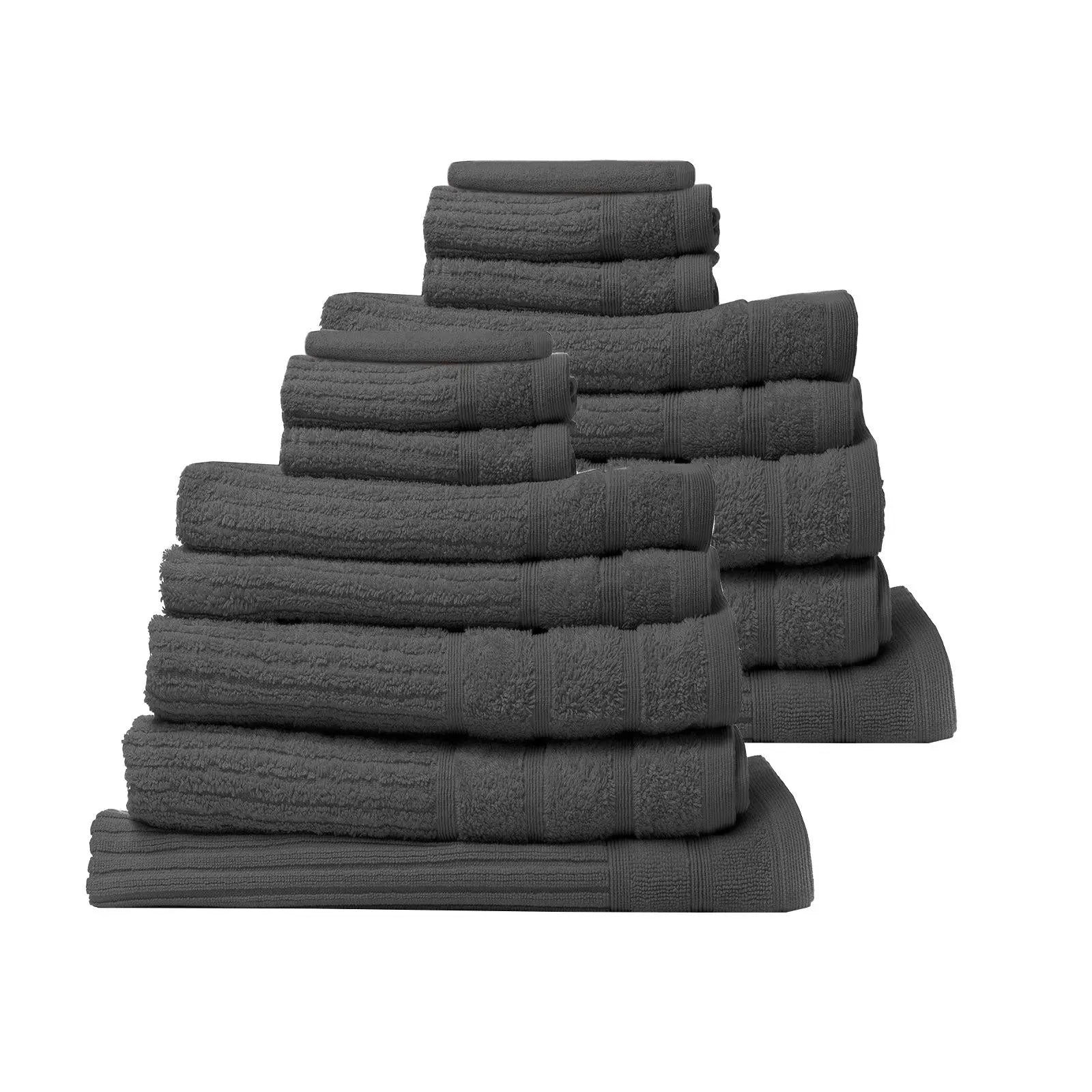 Royal Comfort 16 Piece Egyptian Cotton Eden Towel Set 600GSM Luxurious Absorbent Granite Deals499