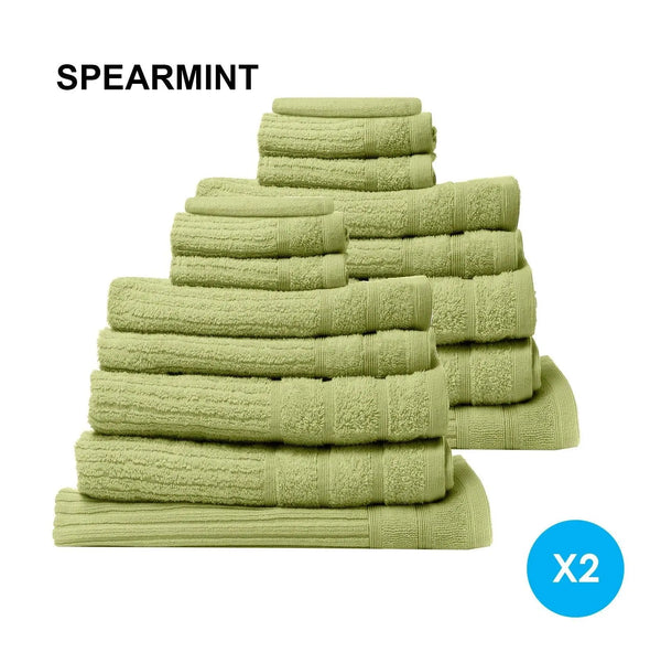 Royal Comfort 16 Piece Egyptian Cotton Eden Towel Set 600GSM Luxurious Absorbent Spearmint Deals499