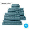 Royal Comfort 16 Piece Egyptian Cotton Eden Towel Set 600GSM Luxurious Absorbent Turquoise Deals499
