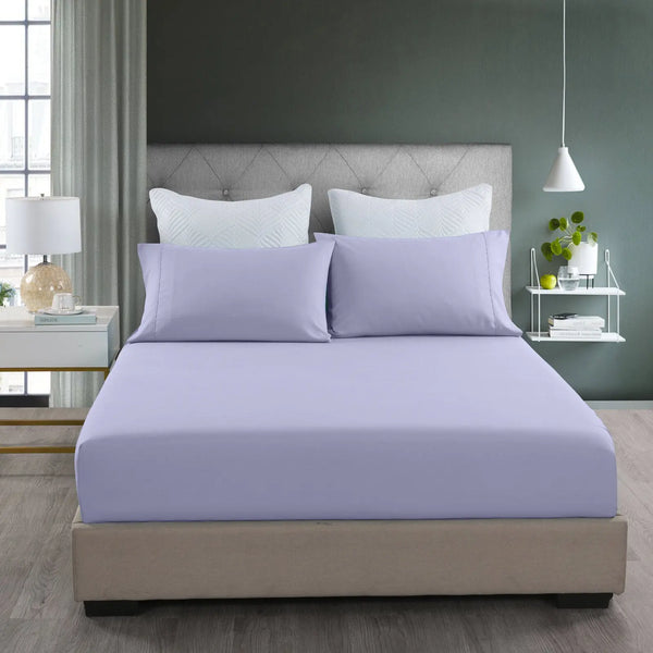 Royal Comfort 2000TC 3 Piece Fitted Sheet and Pillowcase Set Bamboo Cooling - Double - Lilac Grey from Deals499 at Deals499
