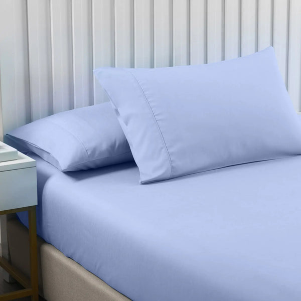 Royal Comfort 2000TC 3 Piece Fitted Sheet and Pillowcase Set Bamboo Cooling - Queen - Light Blue from Deals499 at Deals499