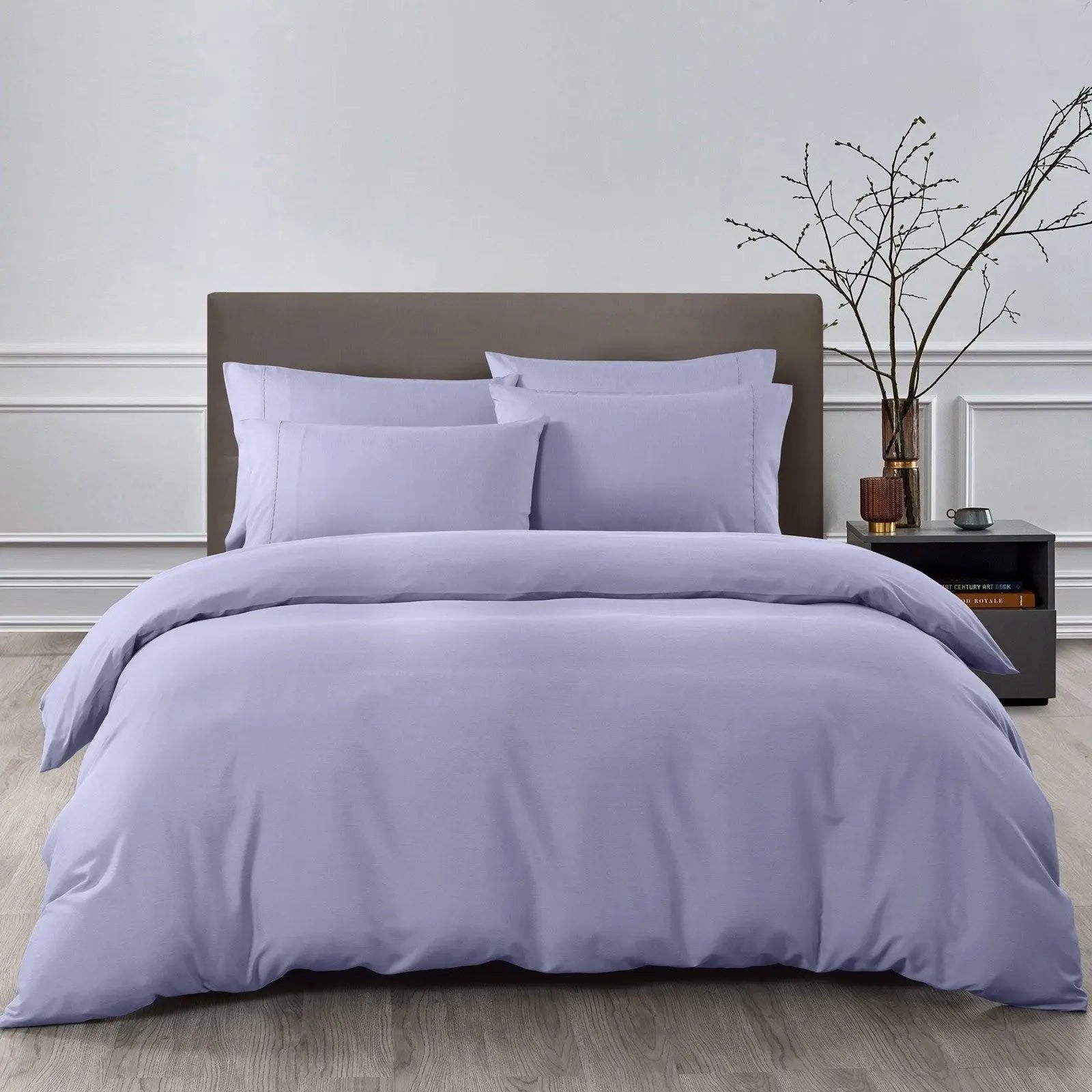 Royal Comfort 2000TC Quilt Cover Set Bamboo Cooling Hypoallergenic Breathable Lilac Grey Queen Deals499