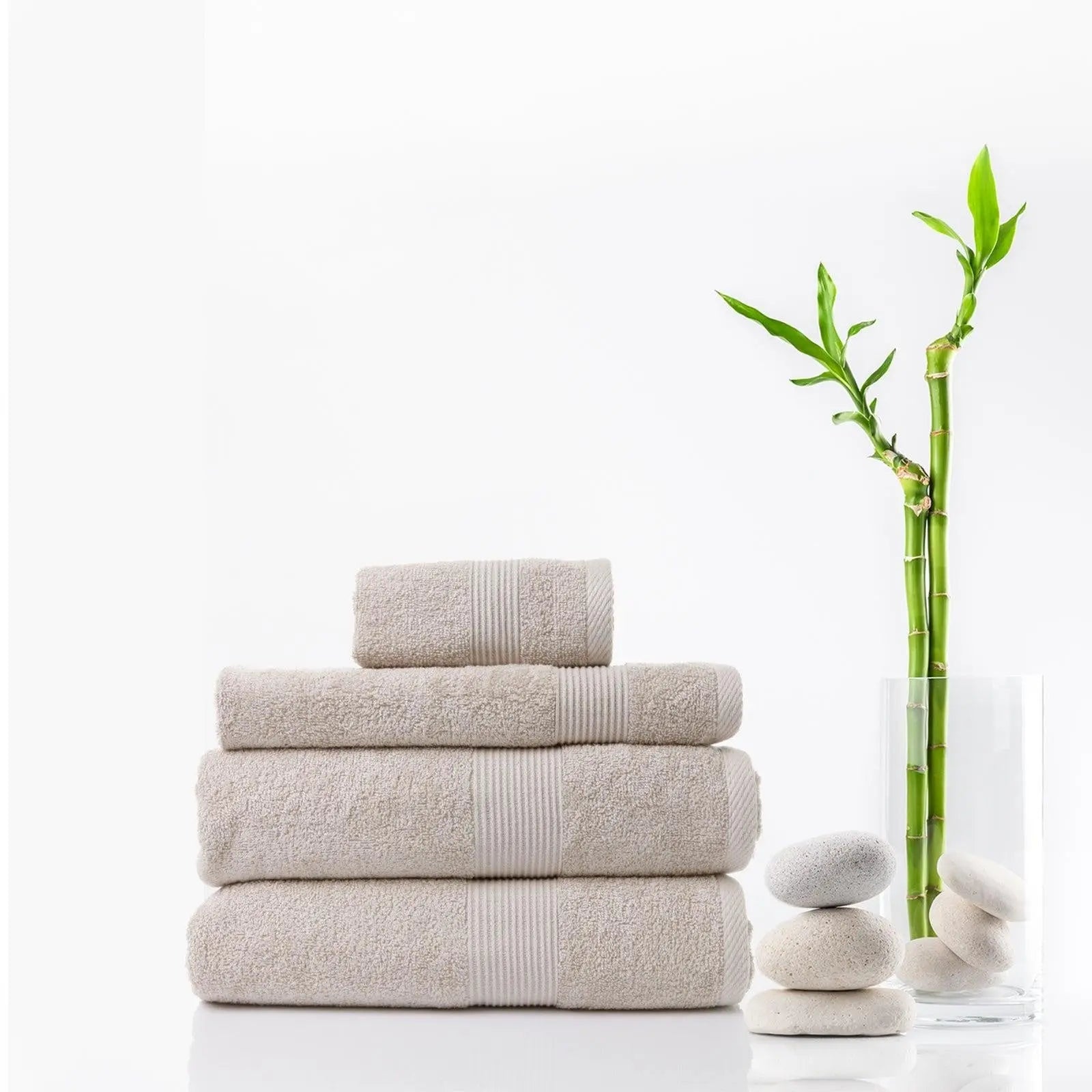 Royal Comfort 4 Piece Cotton Bamboo Towel Set 450GSM Luxurious Absorbent Plush Beige Deals499