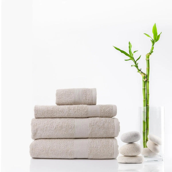 Royal Comfort 4 Piece Cotton Bamboo Towel Set 450GSM Luxurious Absorbent Plush Beige Deals499