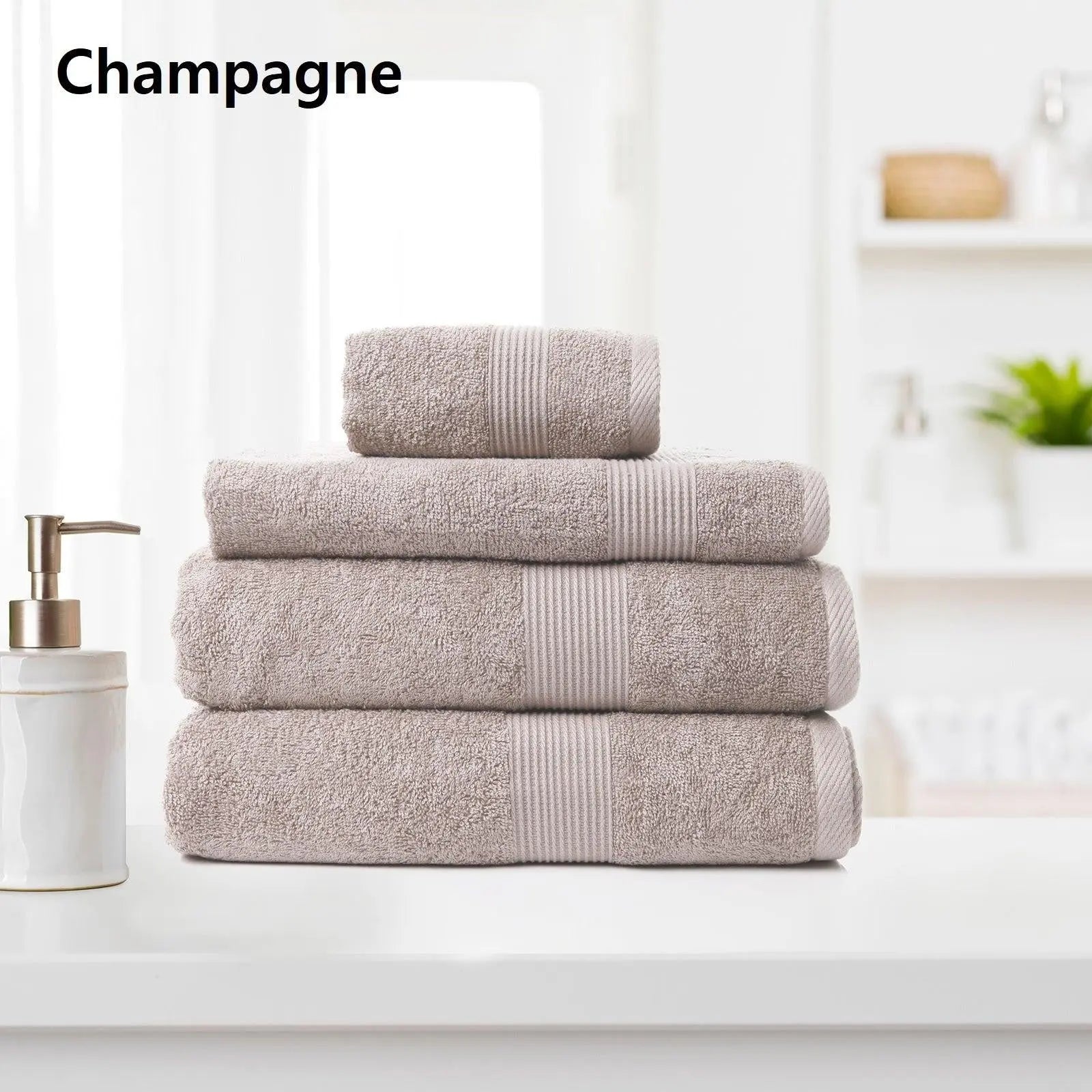 Royal Comfort 4 Piece Cotton Bamboo Towel Set 450GSM Luxurious Absorbent Plush Champagne Deals499