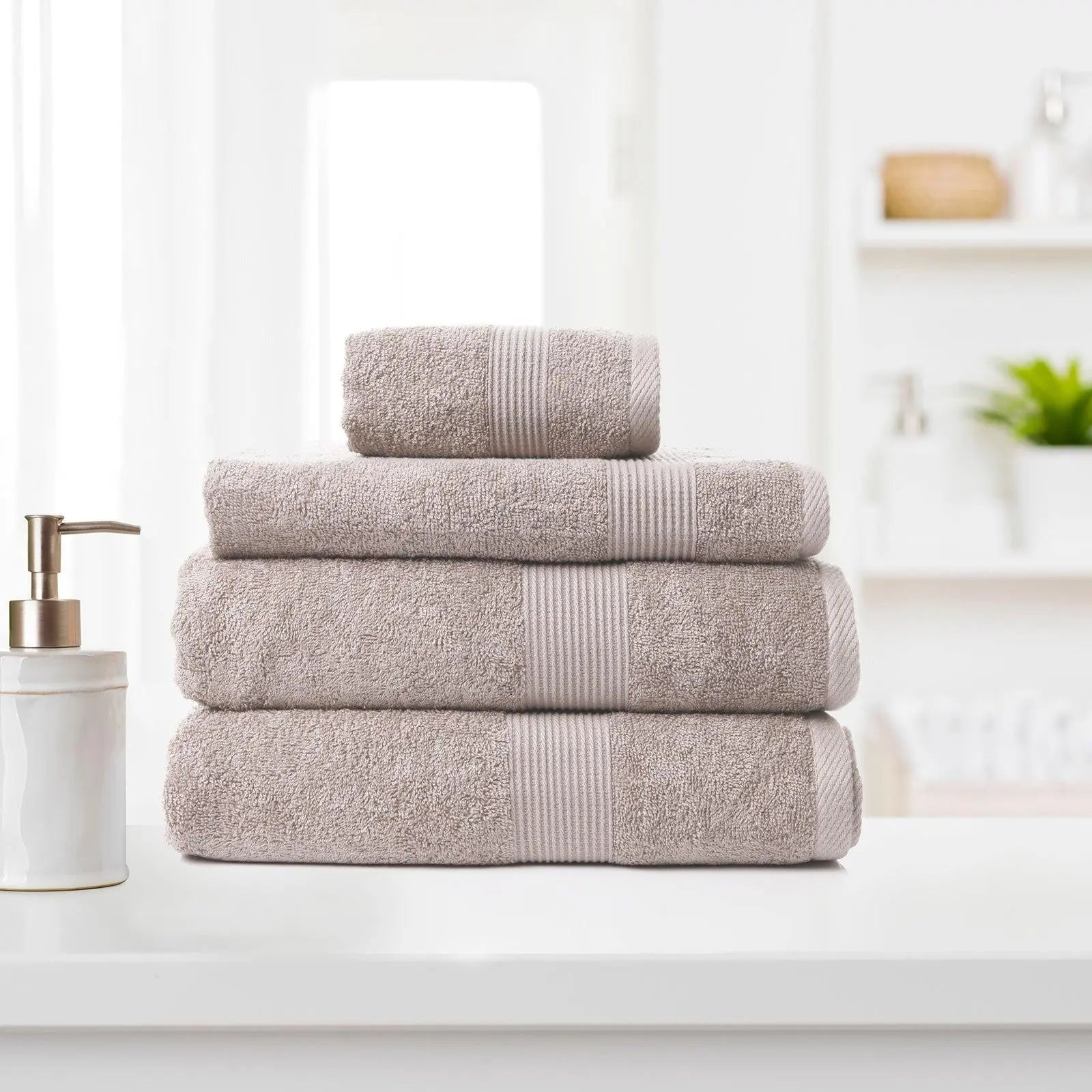 Royal Comfort 4 Piece Cotton Bamboo Towel Set 450GSM Luxurious Absorbent Plush Champagne Deals499