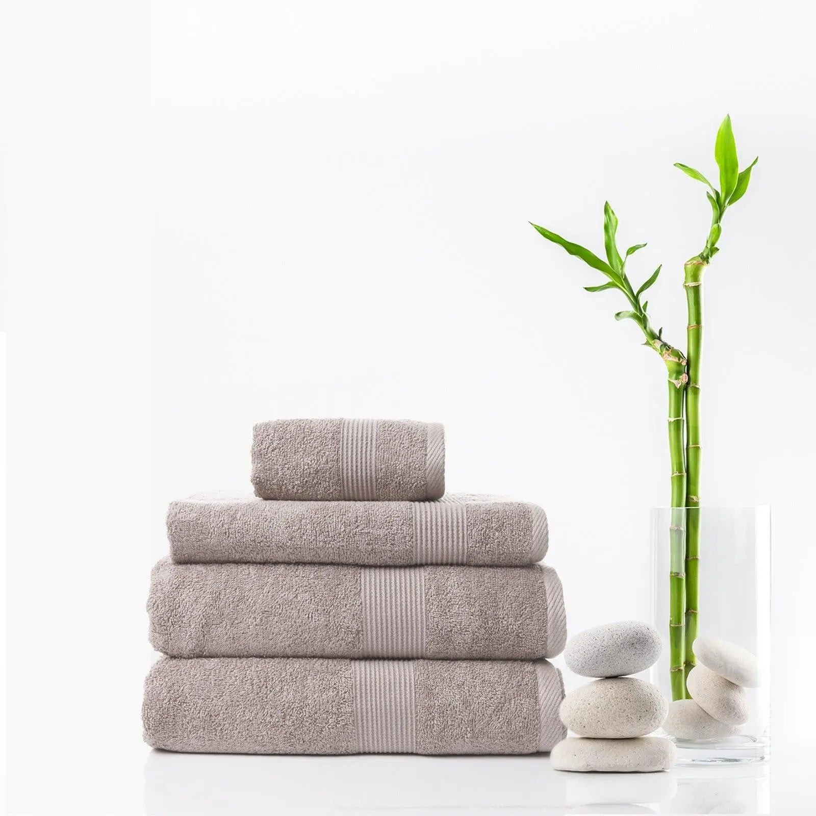 Royal Comfort 4 Piece Cotton Bamboo Towel Set 450GSM Luxurious Absorbent Plush Champagne Deals499