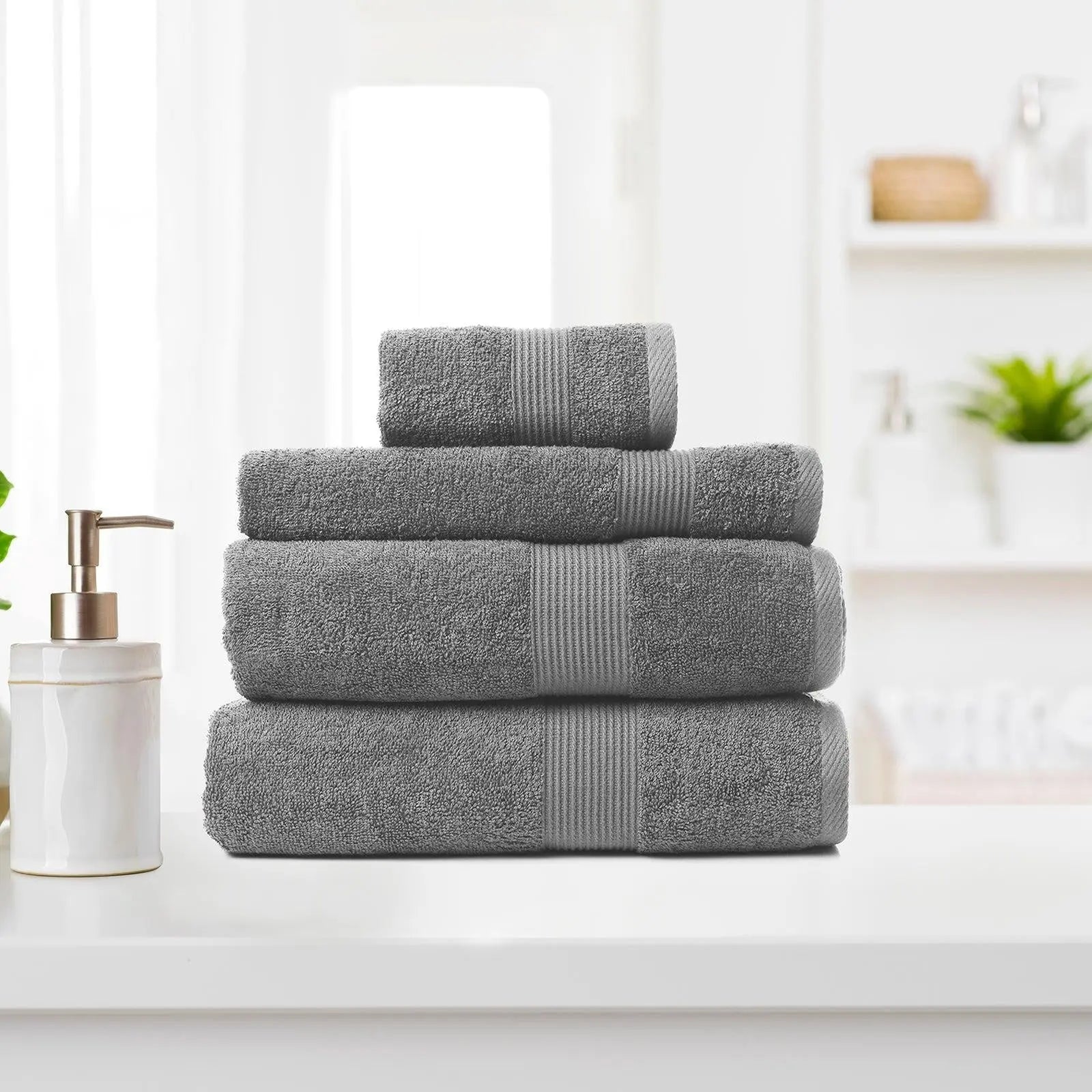 Royal Comfort 4 Piece Cotton Bamboo Towel Set 450GSM Luxurious Absorbent Plush Charcoal Deals499