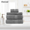 Royal Comfort 4 Piece Cotton Bamboo Towel Set 450GSM Luxurious Absorbent Plush Charcoal Deals499
