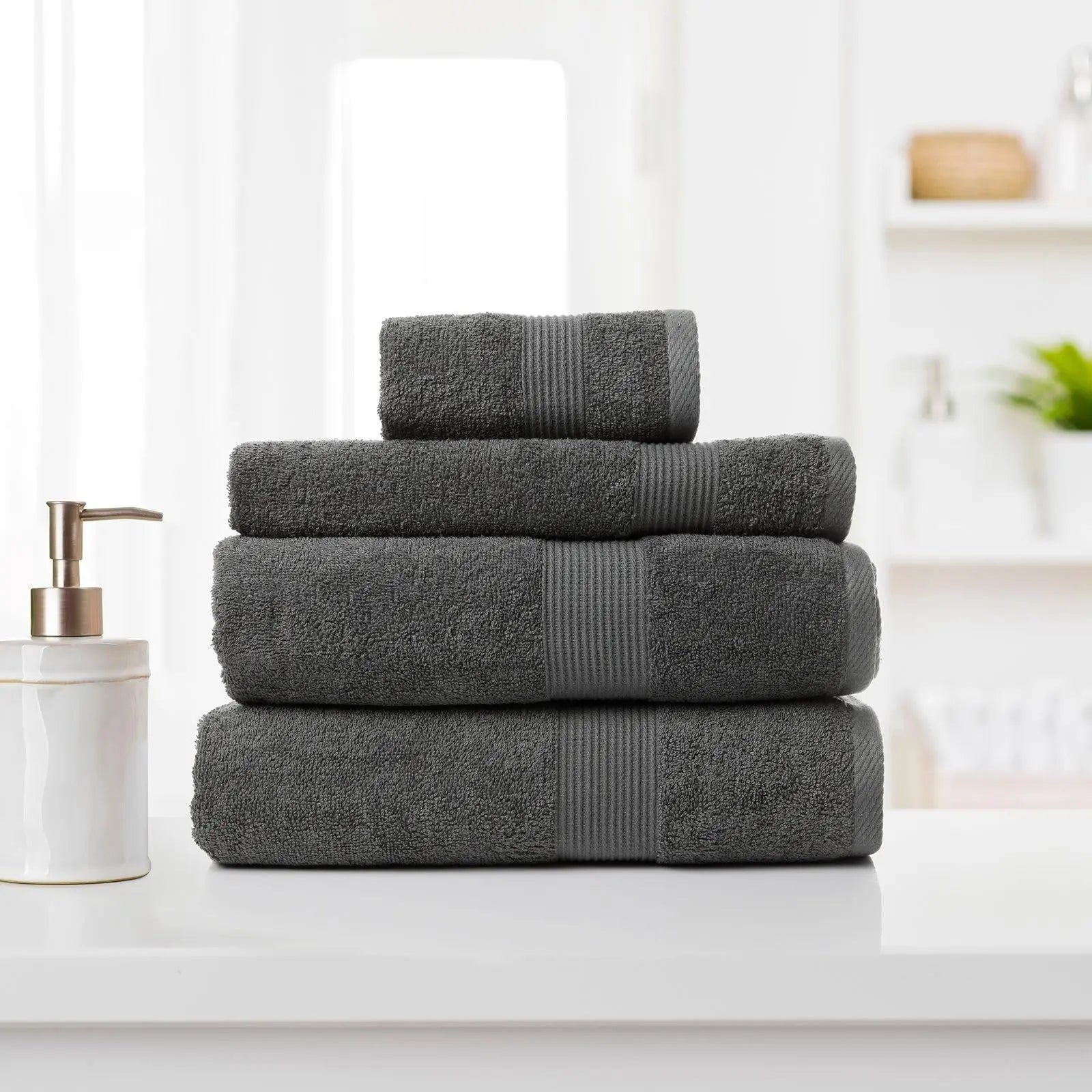 Royal Comfort 4 Piece Cotton Bamboo Towel Set 450GSM Luxurious Absorbent Plush Granite Deals499