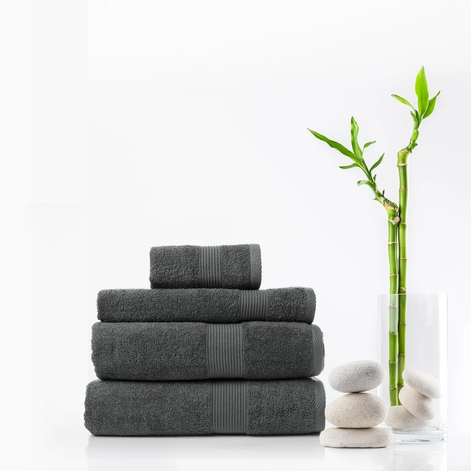 Royal Comfort 4 Piece Cotton Bamboo Towel Set 450GSM Luxurious Absorbent Plush Granite Deals499