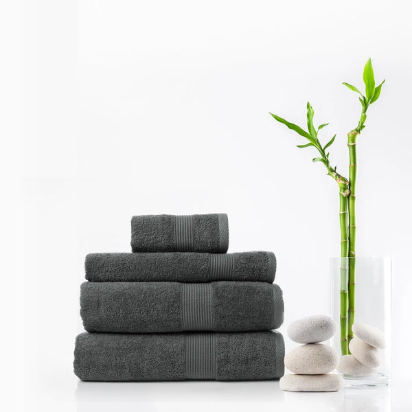 Royal Comfort 4 Piece Cotton Bamboo Towel Set 450GSM Luxurious Absorbent Plush Granite Deals499