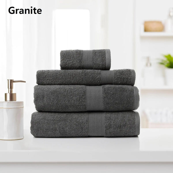 Royal Comfort 4 Piece Cotton Bamboo Towel Set 450GSM Luxurious Absorbent Plush Granite Deals499
