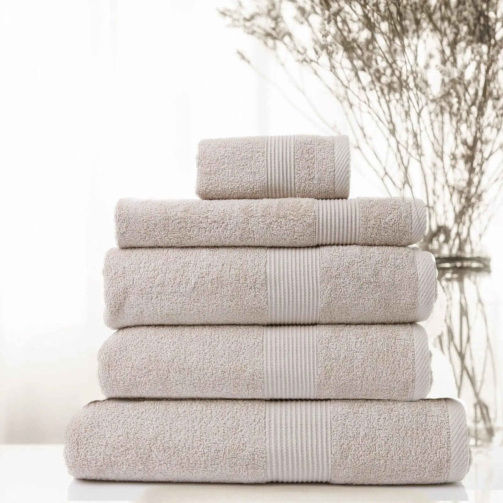 Royal Comfort 5 Piece Cotton Bamboo Towel Set 450GSM Luxurious Absorbent Plush Beige Deals499