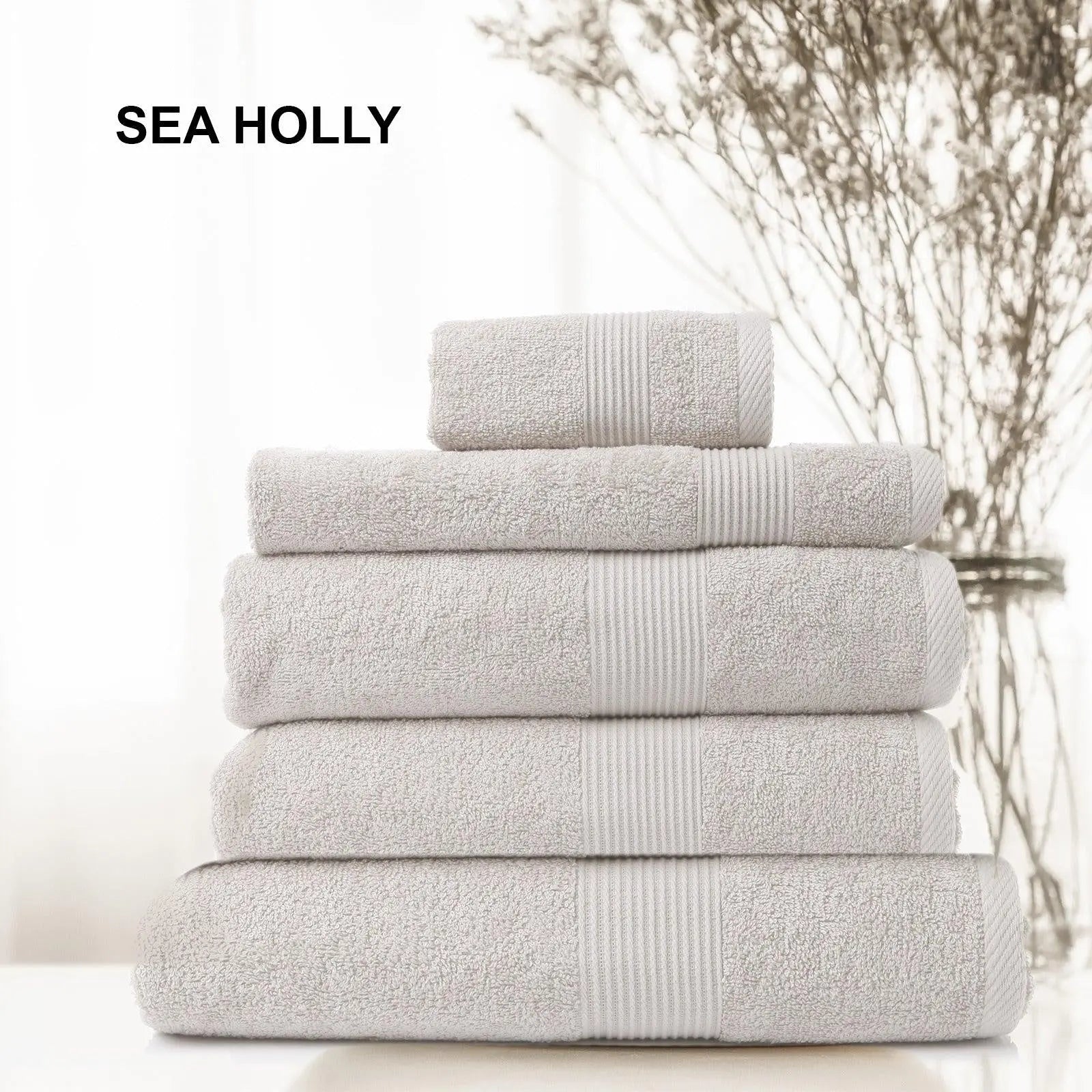 Royal Comfort 5 Piece Cotton Bamboo Towel Set 450GSM Luxurious Absorbent Plush Sea Holly Deals499