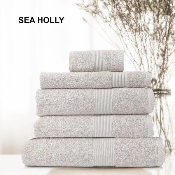 Royal Comfort 5 Piece Cotton Bamboo Towel Set 450GSM Luxurious Absorbent Plush Sea Holly Deals499