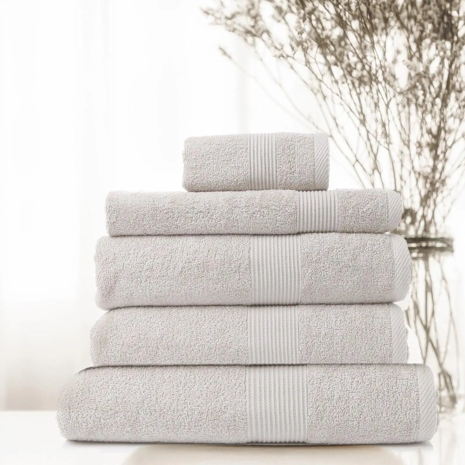 Royal Comfort 5 Piece Cotton Bamboo Towel Set 450GSM Luxurious Absorbent Plush Sea Holly Deals499