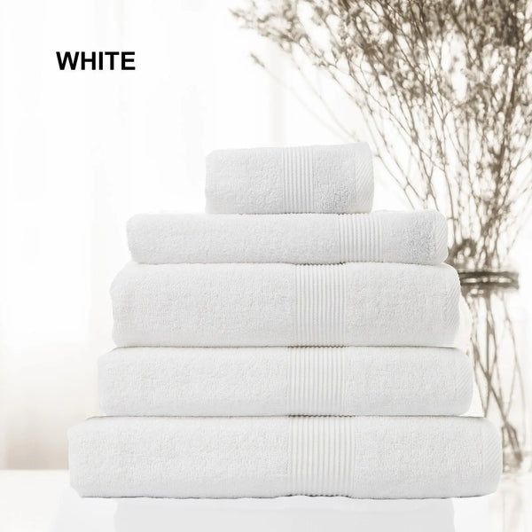Royal Comfort 5 Piece Cotton Bamboo Towel Set 450GSM Luxurious Absorbent Plush White Deals499