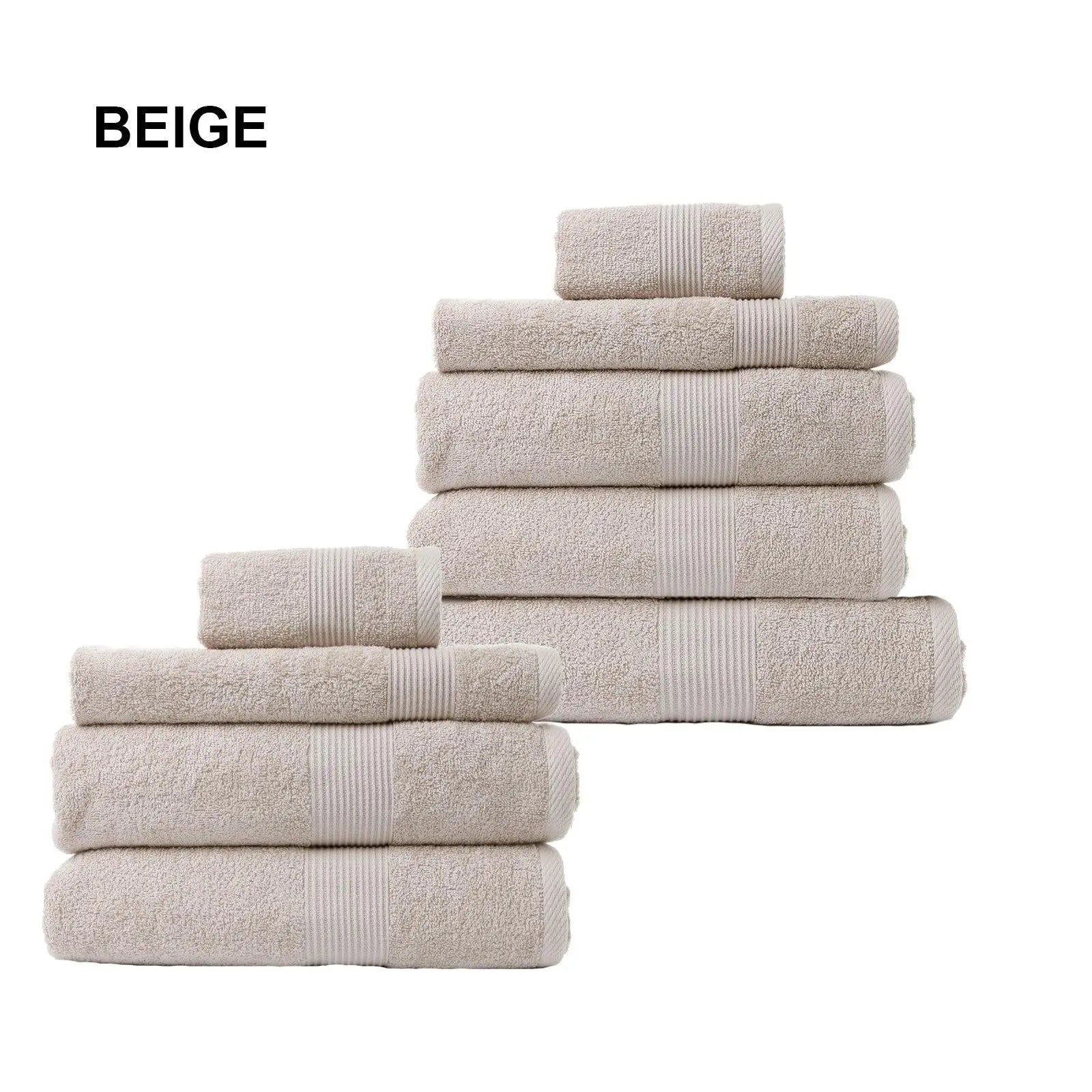 Royal Comfort 9 Piece Cotton Bamboo Towel Bundle Set 450GSM Luxurious Absorbent Beige Deals499