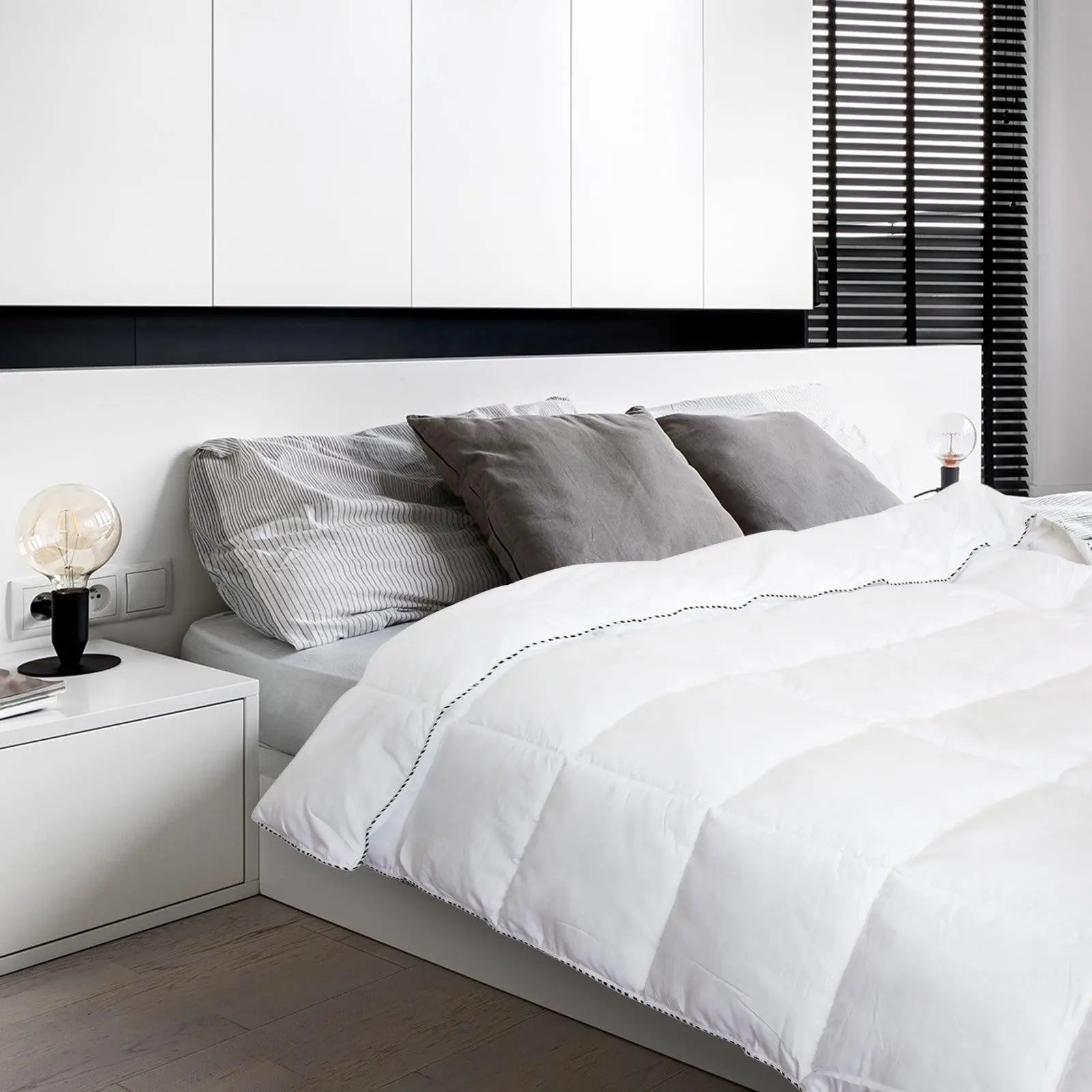 Royal Comfort Bamboo Blend Quilt 250GSM Luxury Doona Duvet 100% Cotton Cover Single White Deals499