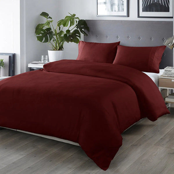 Royal Comfort Bamboo Blended Quilt Cover Set 1000TC Ultra Soft Luxury Bedding - Queen - Malaga Wine from Deals499 at Deals499