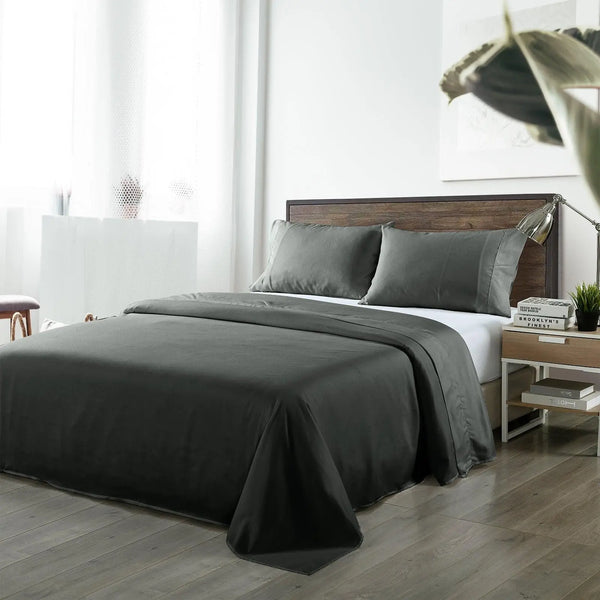 Royal Comfort Bamboo Blended Sheet & Pillowcases Set 1000TC Ultra Soft Bedding King Charcoal Deals499