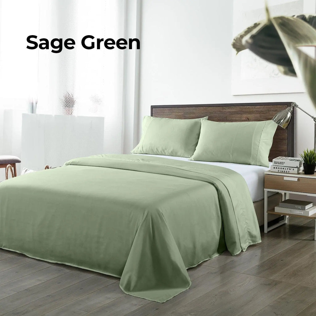 Royal Comfort Bamboo Blended Sheet & Pillowcases Set 1000TC Ultra Soft Bedding Queen Sage Green Deals499