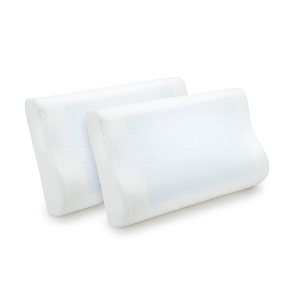 Royal Comfort Cooling Gel Contour High Density Memory Foam Pillow Twin Pack 30 x 50 cm White, Blue Deals499
