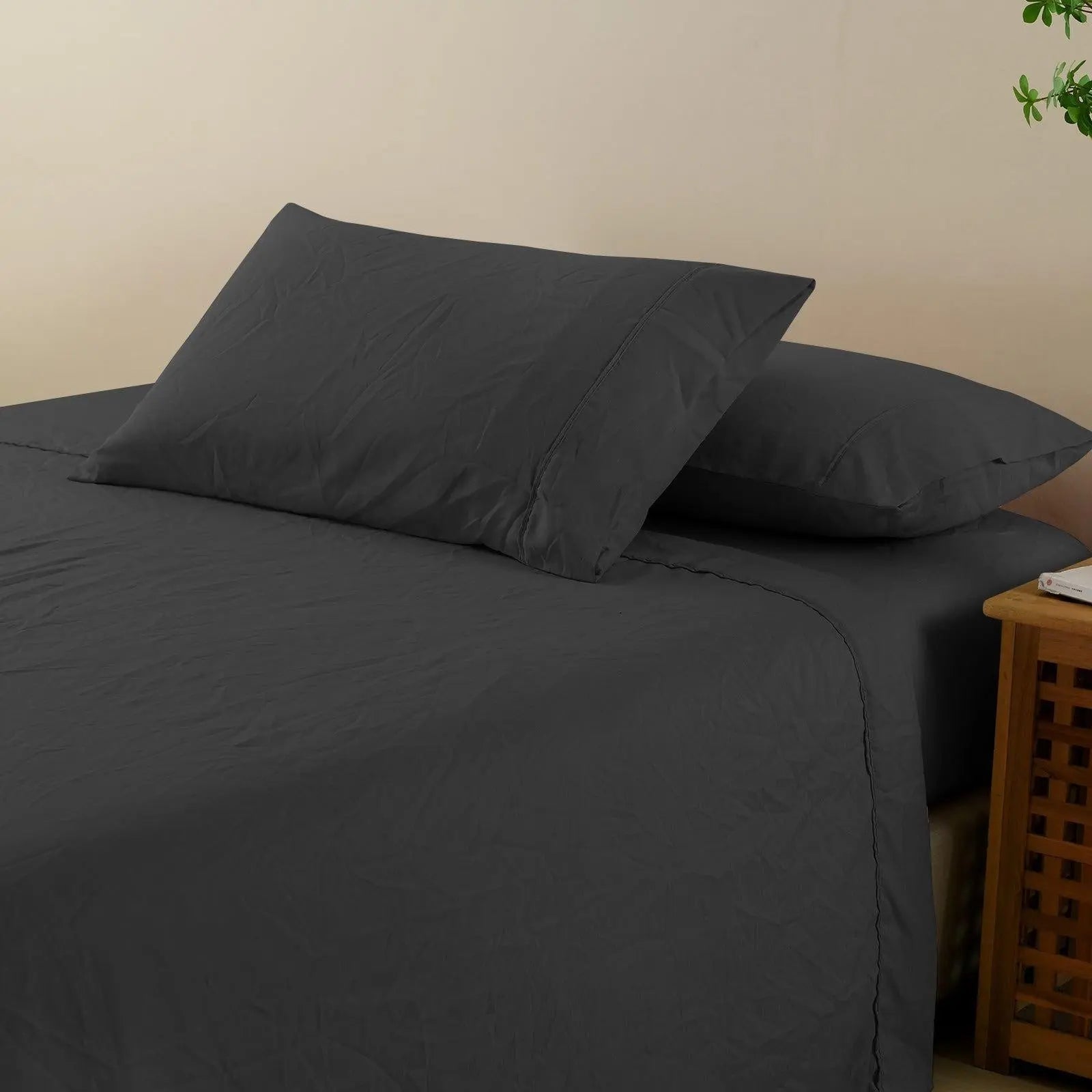 Royal Comfort Flax Linen Blend Sheet Set Bedding Luxury Breathable Ultra Soft Charcoal King Deals499