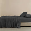 Royal Comfort Flax Linen Blend Sheet Set Bedding Luxury Breathable Ultra Soft Charcoal King Deals499