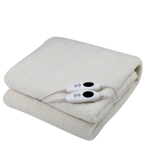 Royal Comfort Fleece Top Electric Blanket Fitted Heated Winter Underlay - King - White Deals499