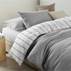 Royal Comfort Hemp Braid Cotton Blend Quilt Cover Set Reverse Stripe Bedding Light Grey Queen Deals499
