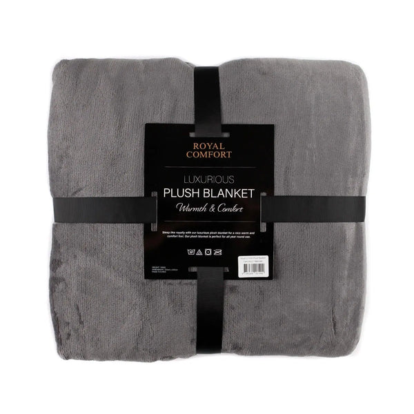 Royal Comfort Plush Blanket Throw Warm Soft Super Soft Large 220cm x 240cm  Dark Grey Deals499